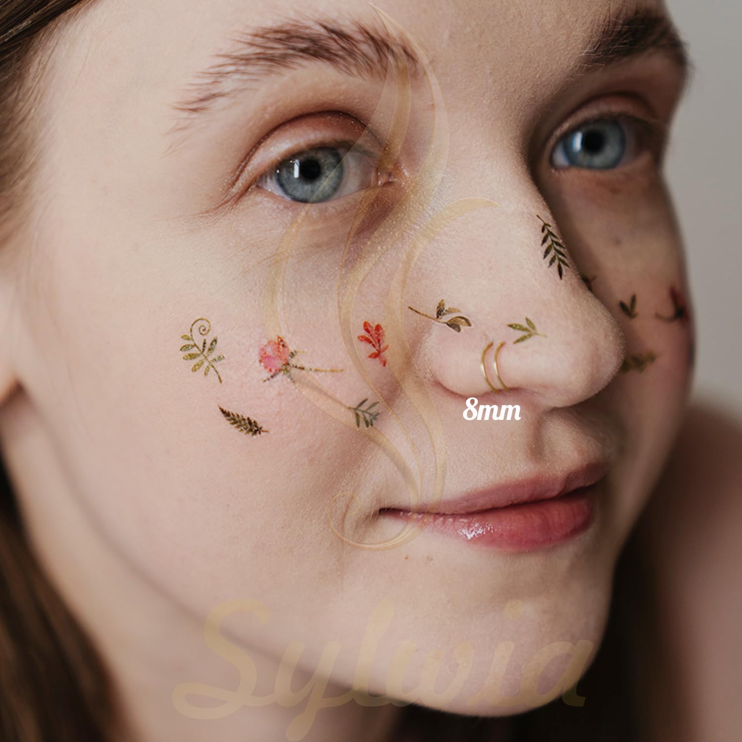 SYLWIA 14k Solid Gold Double Hoop Nose Ring Hoop, Handmade 22g/20g Thin Nose Piercing Jewelry, 6/8/10mm Diameter Hypoallergenic Real Gold Nose Rings for Women Men